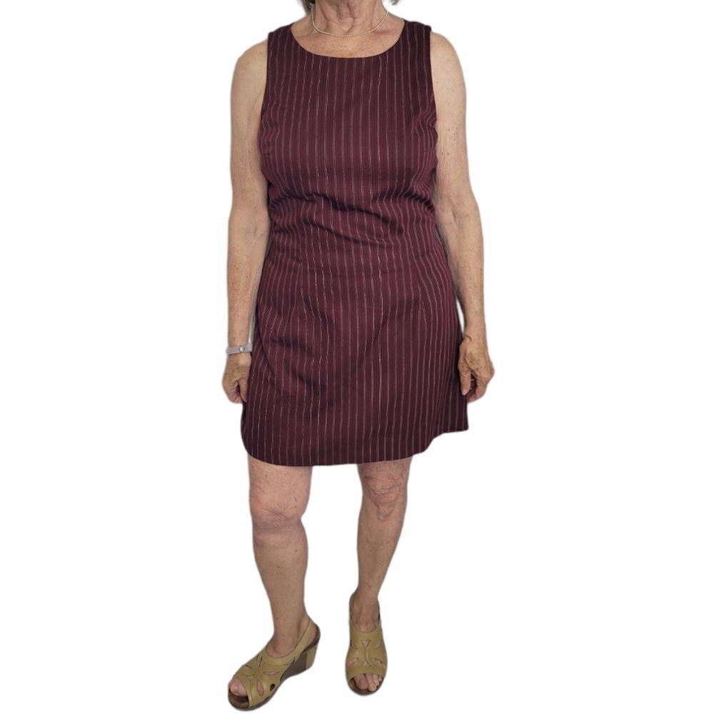 VINTAGE 90s Y2K dress Rampage maroon pinstripe button back‎ tie mini S